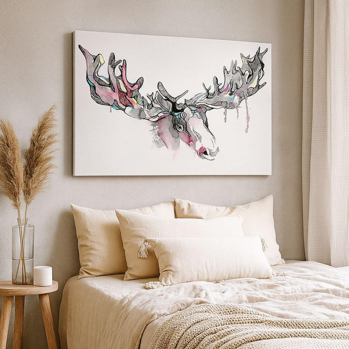 Bilder auf Leinwand 100x70cm Leinwandbild Moose Bunt Kopf Abbildung Gross Wanddeko Bild Schlafzimmer