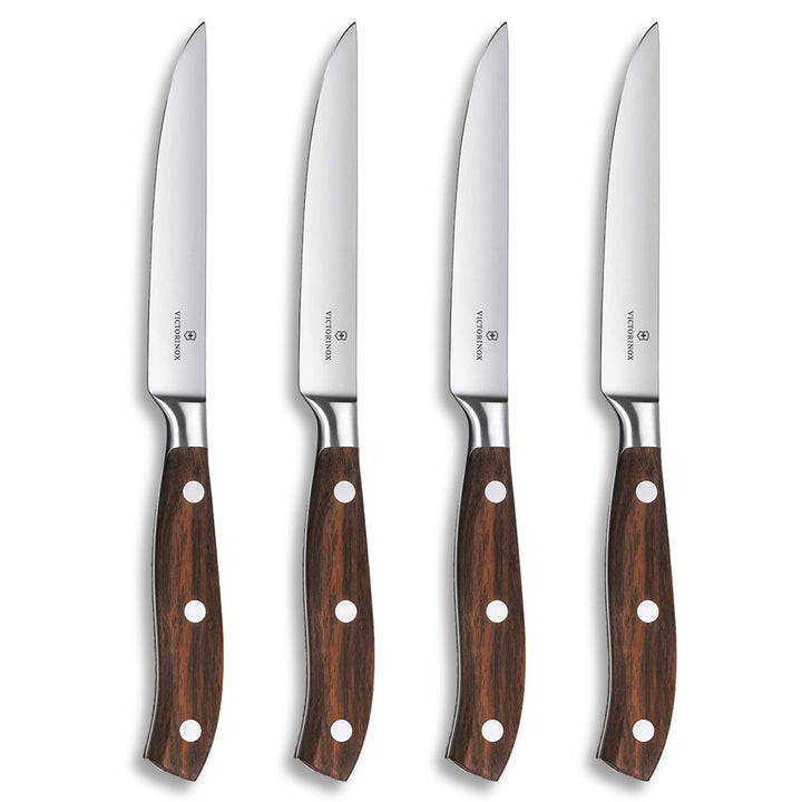 Victorinox Grand Maître, Profi Steakmesser-Set, 4-teilig, Extra Scharfe Klinge, gerader Schliff, 12