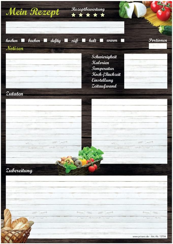 PRICARO Rezeptordner Komplett-Set "Mediterran", A4, 8 teilig