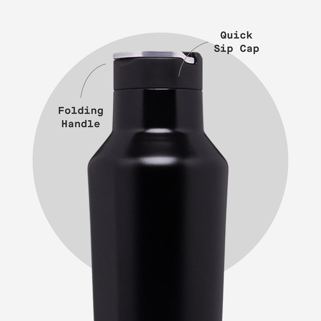 Corkcicle Isolierte Kantinen-Reise-Wasserflasche, dreifach isolierter Edelstahl, leicht zu greifende