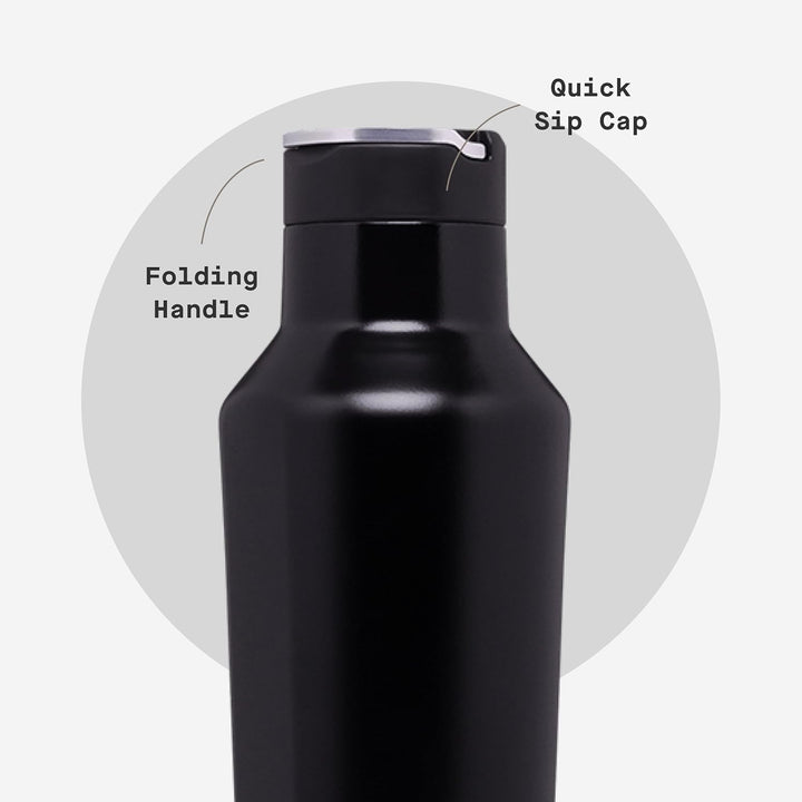 Corkcicle Isolierte Kantinen-Reise-Wasserflasche, dreifach isolierter Edelstahl, leicht zu greifende