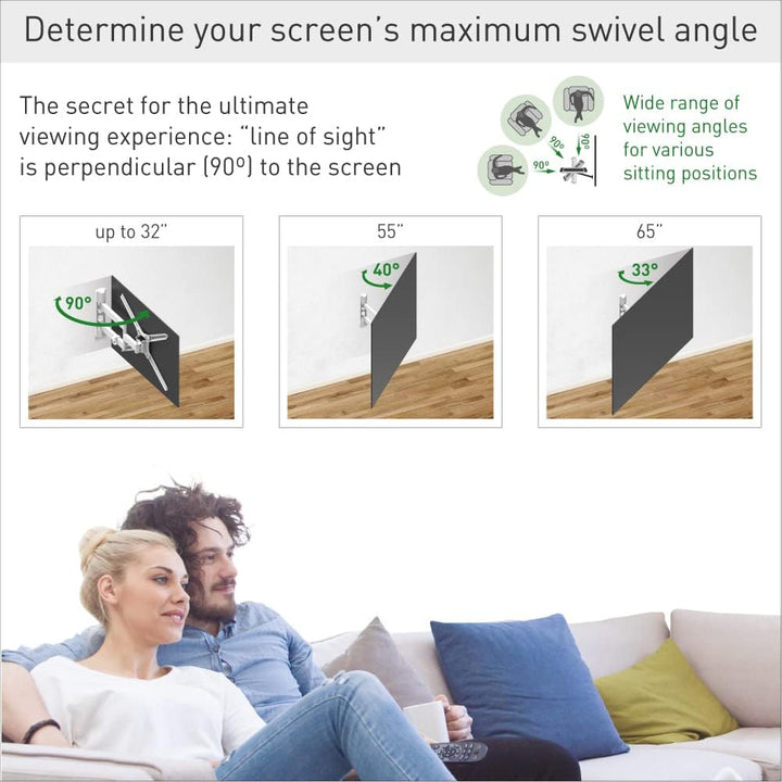 Barkan Weiss TV Wandhalterung, 13 - 65 Zoll Schwenkbar / Neigbar / Vollbewegung flach & curved Ferns