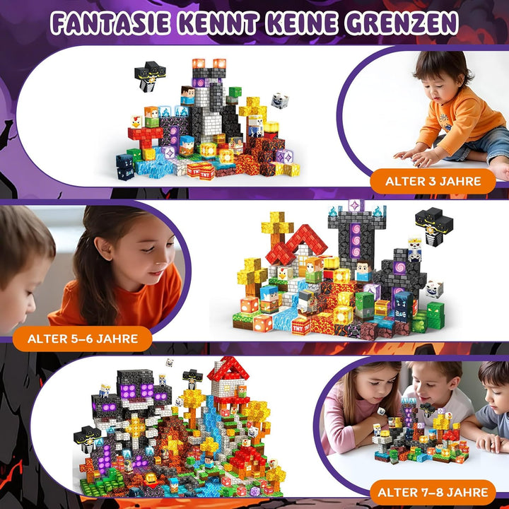 Magnetische Bausteine 220 PCS 2CM Magnetbausteine für Kinder ab 3 Jahre Blocks, Montessori Spielzeug