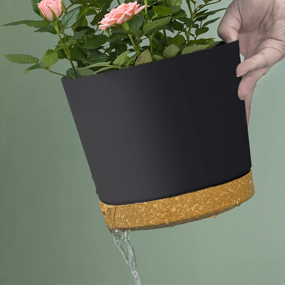 ZMTECH Blumentopf 16,5 cm Durchmesser übertöpfe für zimmerpflanzen, Kunststoff blumentöpfe mit Unter
