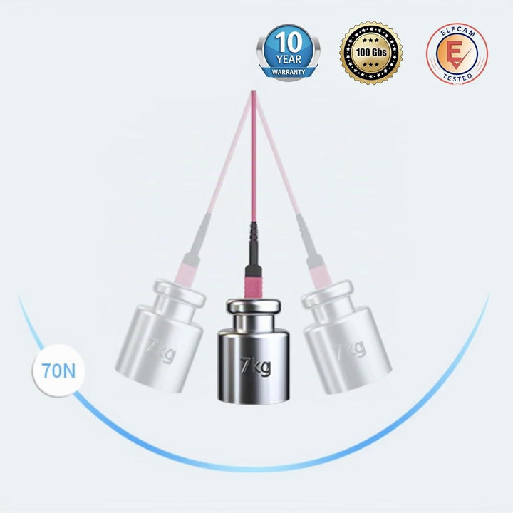 Elfcam® - 10m MPO-OM4 12-Faser Multimode-LWL-Kabel, B-Typ, Lila, MPO Female to MPO Female, Optimiert