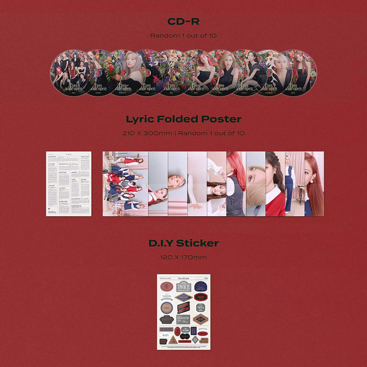 TWICE 2nd Album - EYES WIDE OPEN [ RETRO ver. ] CD + Photobook + Message Card + Lyric Poster + Stick