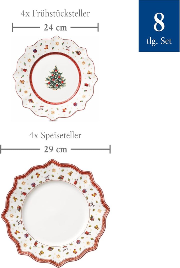 Villeroy & Boch – Toy's Delight Teller Set 8 Teilig, Speiseteller Und Frühstücksteller, Geschirr Wei