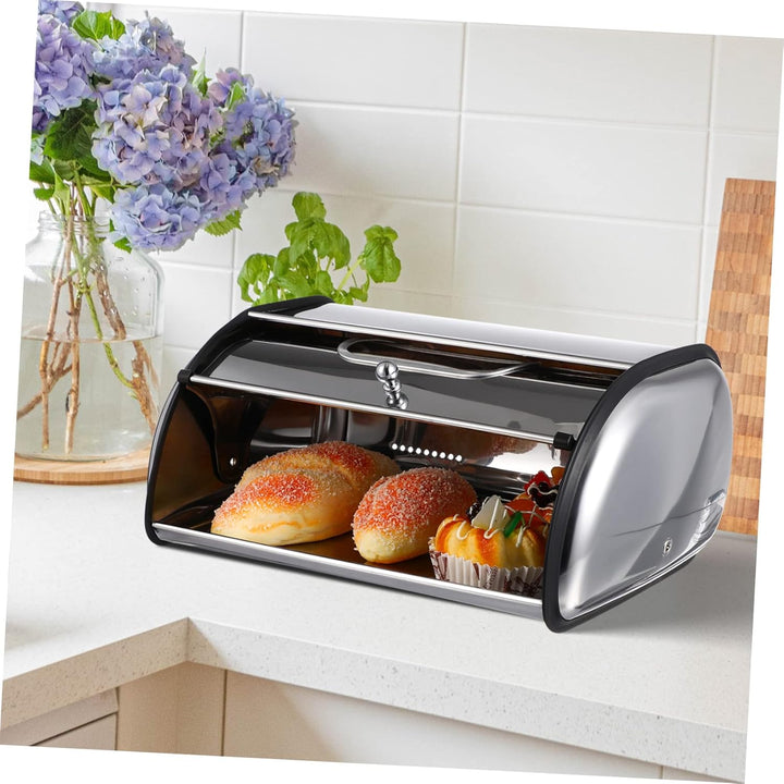 TOPBATHY Home Andenkenbox Edelstahl Brotbox mit Rolldeckel Küche Brot Aufbewahrungsbehälter Behälter