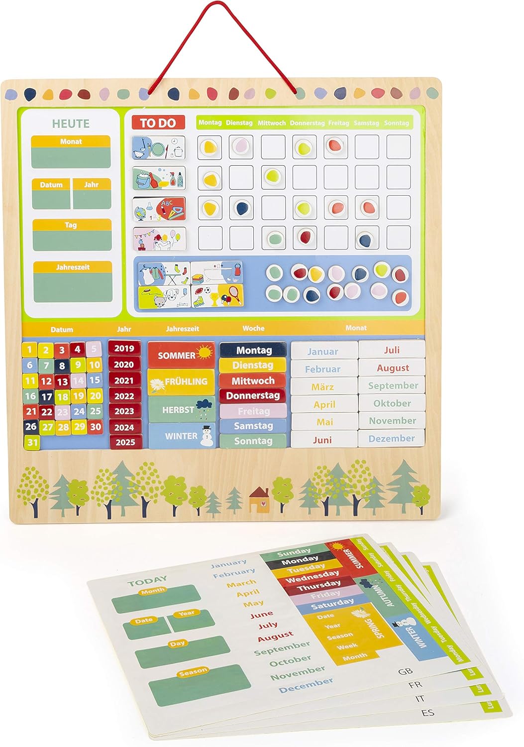 small foot Wochenplaner magnetisch "Educate", Lerntafel aus FSC®100%-Zertifiziertem Holz, Tagesplan
