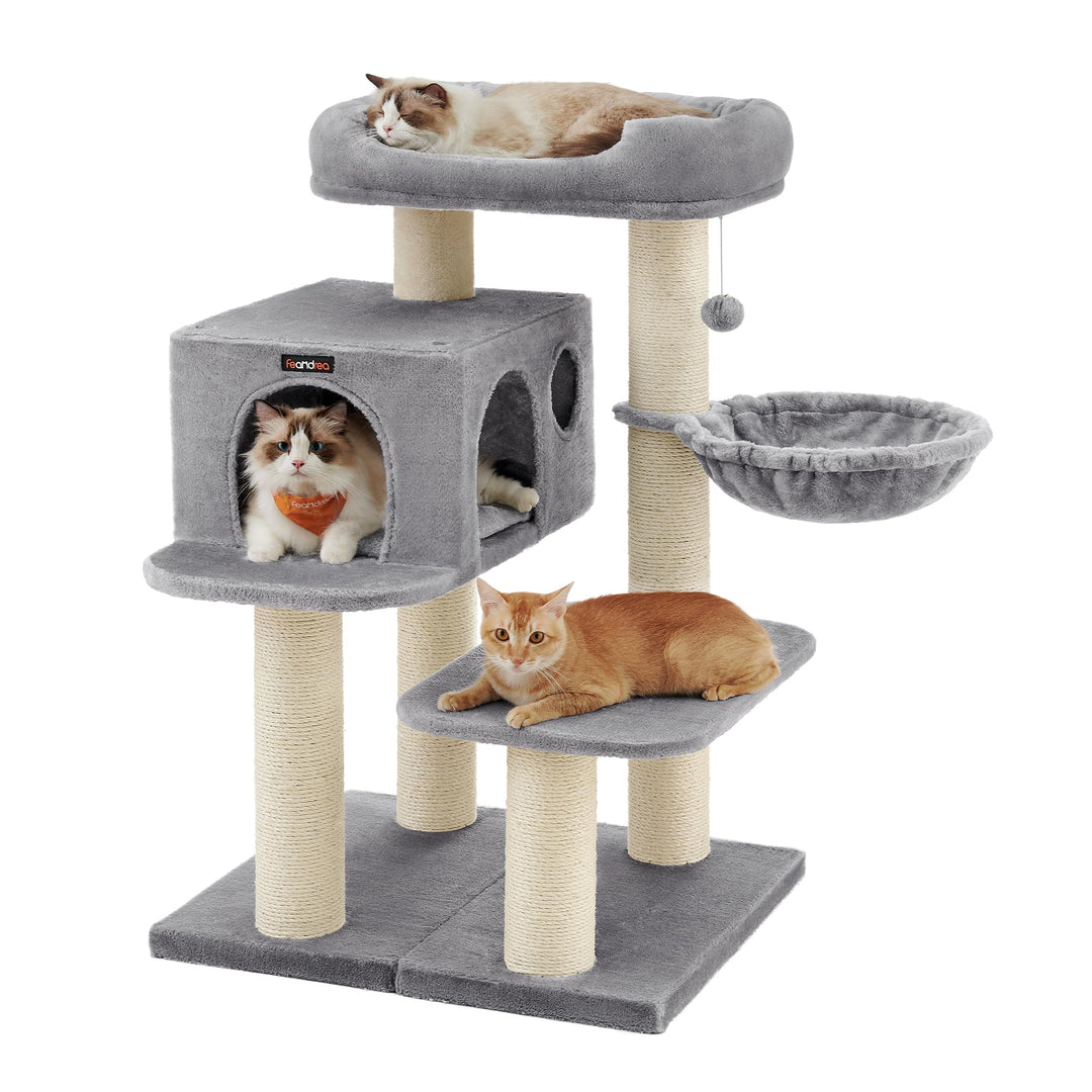 Feandrea Kratzbaum für grosse Katzen, XXL, hochbelastbar, Katzenturm mit 6 extra dicken Kratzsäulen,