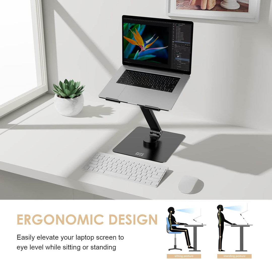 Minthouz 360° Schwenkbarer Laptop Ständer für Schreibtisch, Höhe/Winkel Verstellbare Laptop Halterun