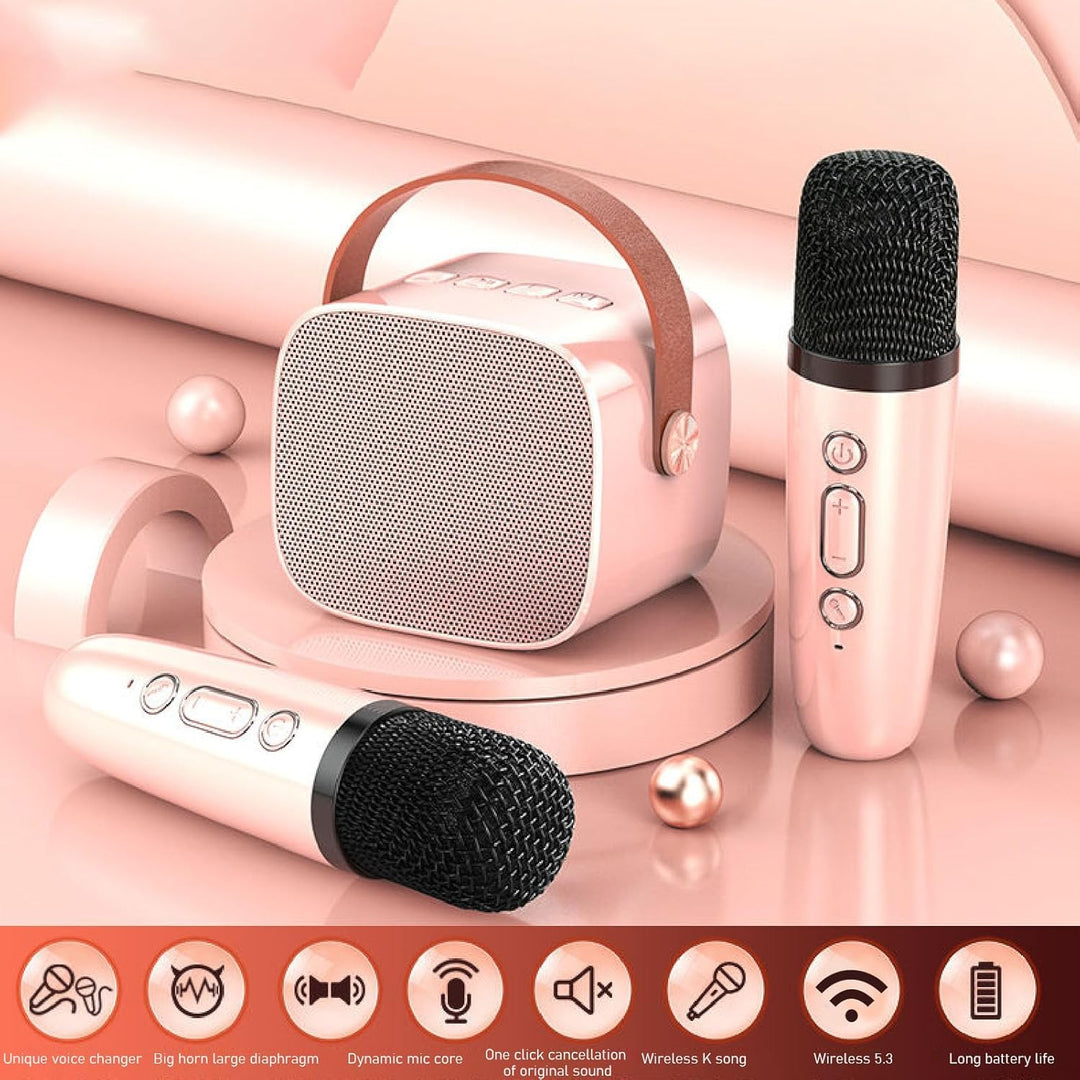 Bluetooth-Karaoke-Maschine für Erwachsene und Kinder, Tragbarer Stereo-Sound-Retro-Lautsprecher mit