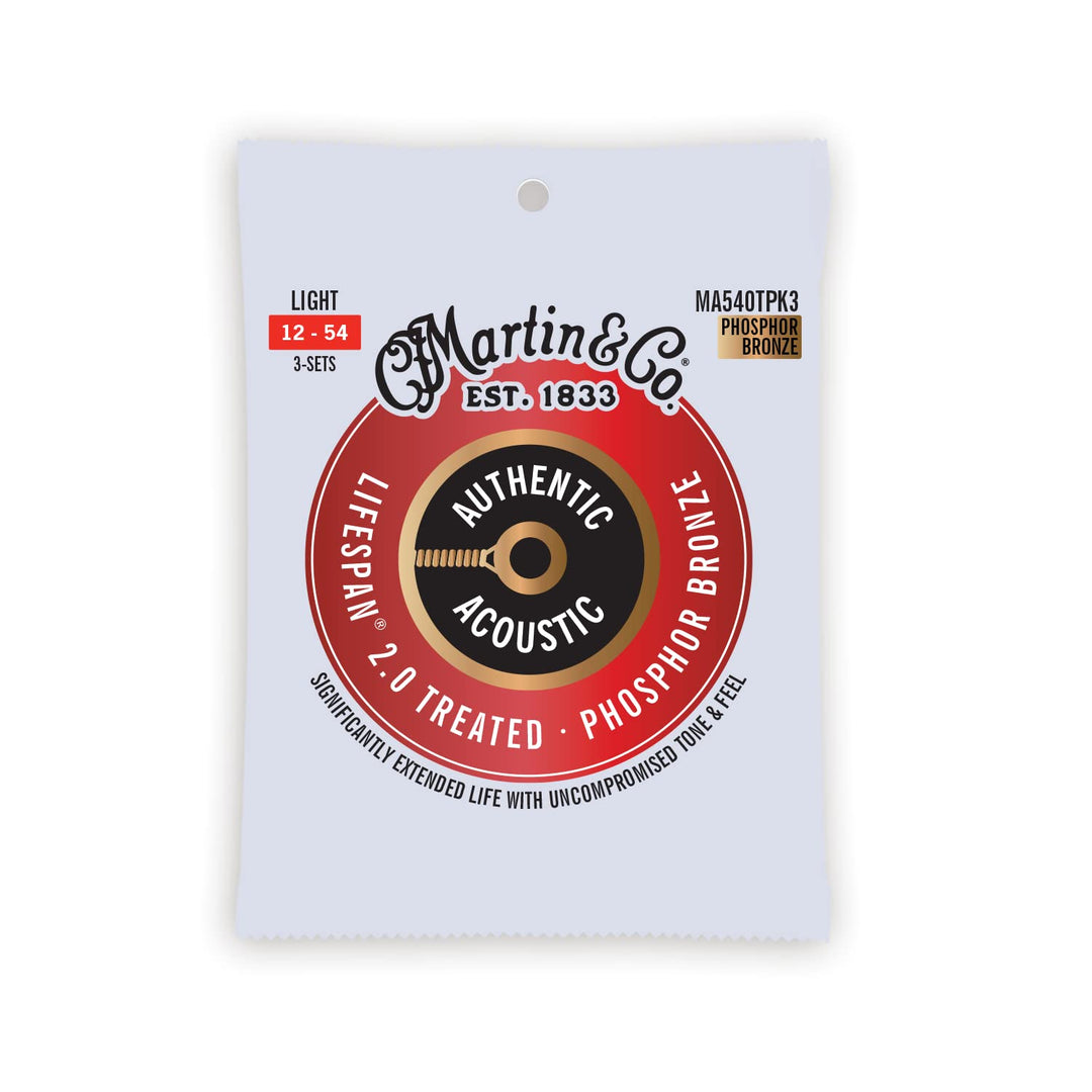 MARTIN Cordes Authentic Treated [MA540TPK3], 3er Pack, Leicht 12 Light Phosphor Bronze Packung mit 3
