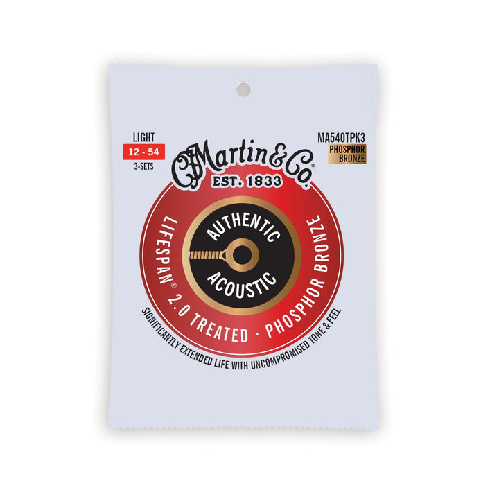 MARTIN Cordes Authentic Treated [MA540TPK3], 3er Pack, Leicht 12 Light Phosphor Bronze Packung mit 3