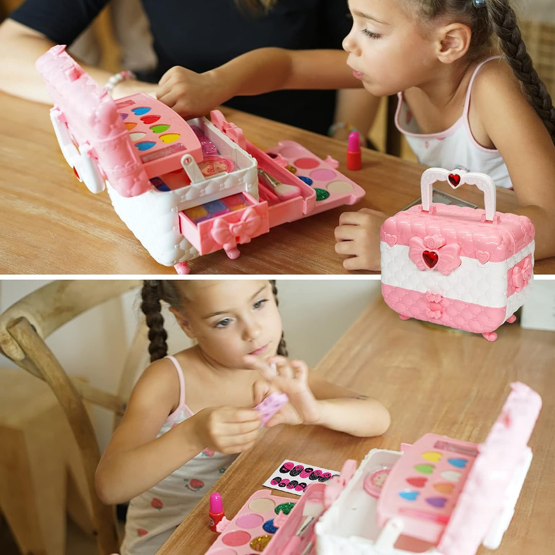Kinderschminke Set Mädchen Schminkkoffer Mädchen- Sicheres und Waschbares Schminke Kinder Mädchen, E