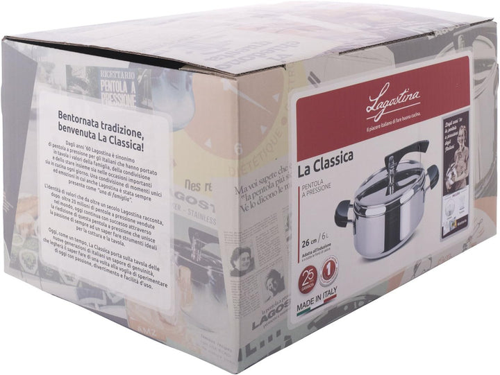 Lagostina die Klassische Schnellkochkasserolle mit Korb und Ecodose Modern Ø 22 cm, 3.5 lt Acciaio e