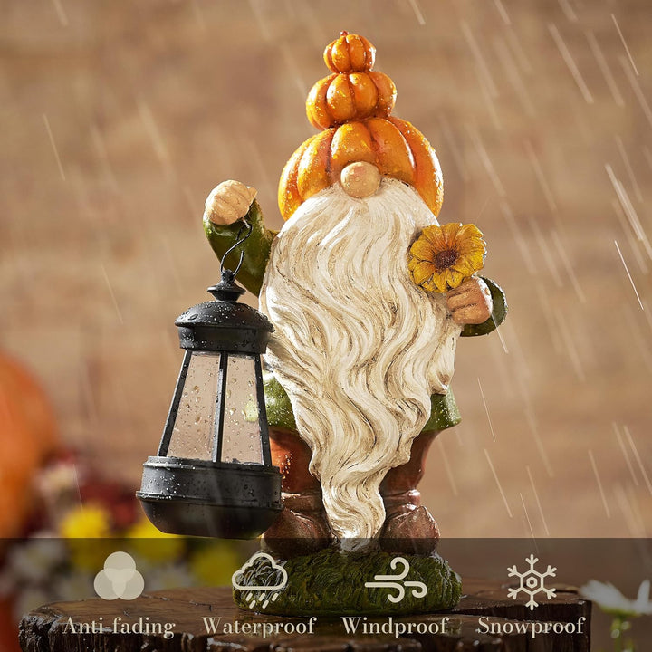 TERESA'S COLLECTIONS Herbstdeko Outdoor, Gartendeko für Draussen, Gartenzwerg lustig Wetterfest Figu