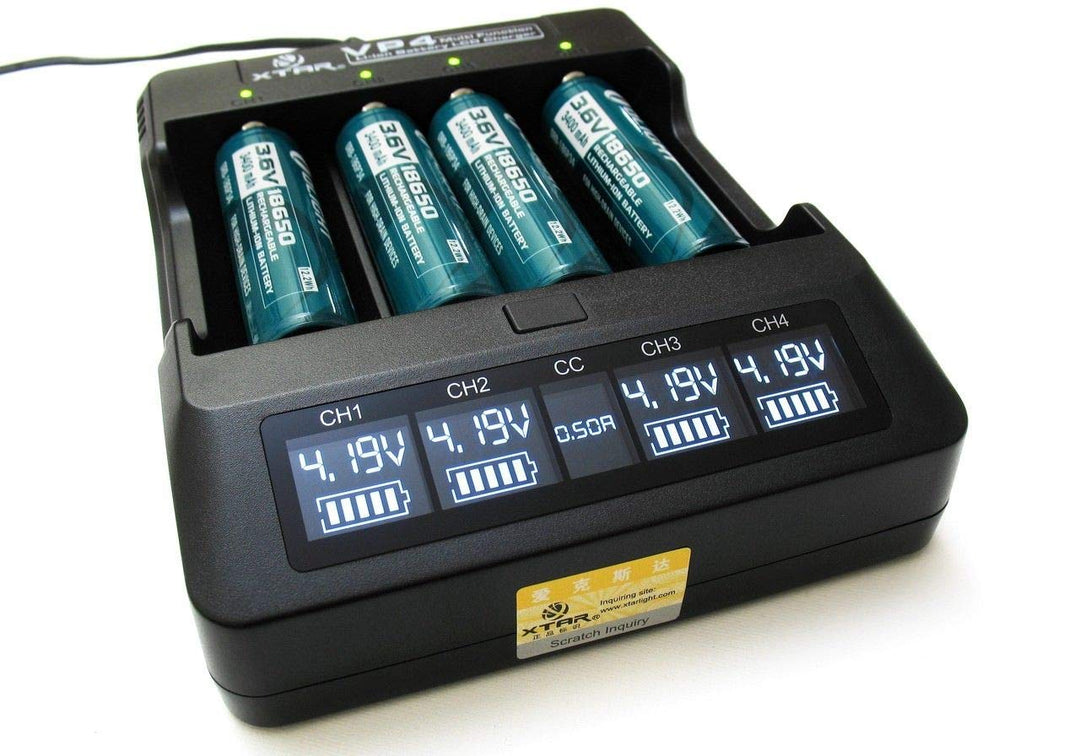 Xtar VP4 IMR Lithium Battery Charger EU Plug, Schwarz