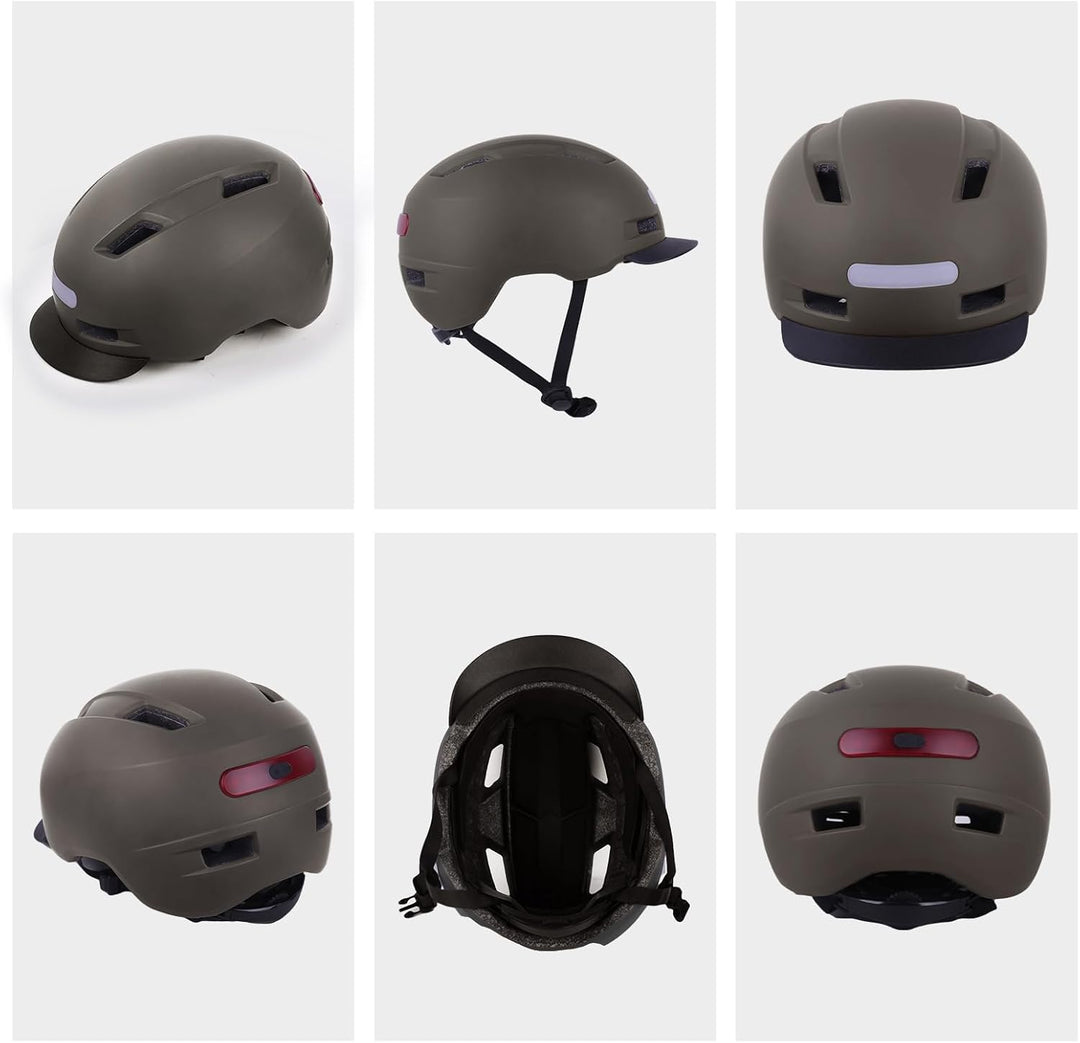 Shinmax Fahrradhelm Herren Damen, Helm Fahrrad mit USB Licht 5 Modi Fahrradhelm mit Visier, Mountain