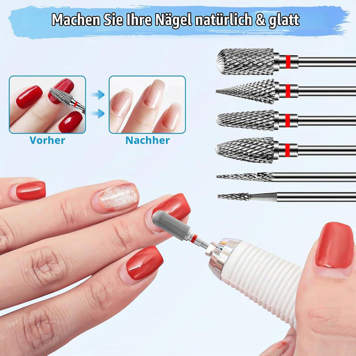 CGBE Nagelfräser Bits, 6 Stück Nagelfräser Aufsätze Schleifköpfe Hartmetall Maschine Zubehör für Man