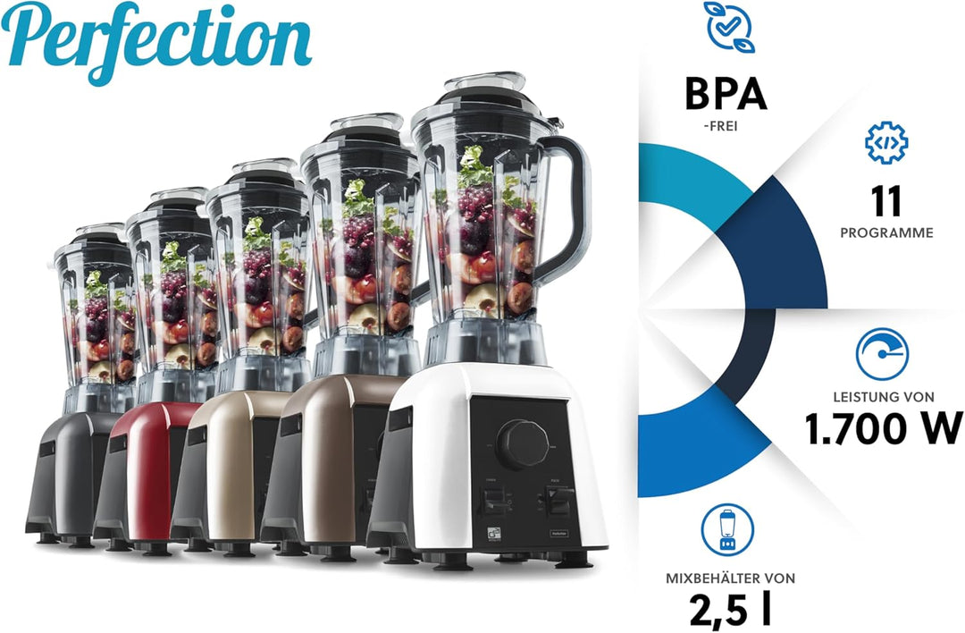 Blender G21 Perfection, Cappuccino, 1.700 W, 32.000 U/min, BPA-frei, Behälter von 2,5 l, 4 Jahre Gar