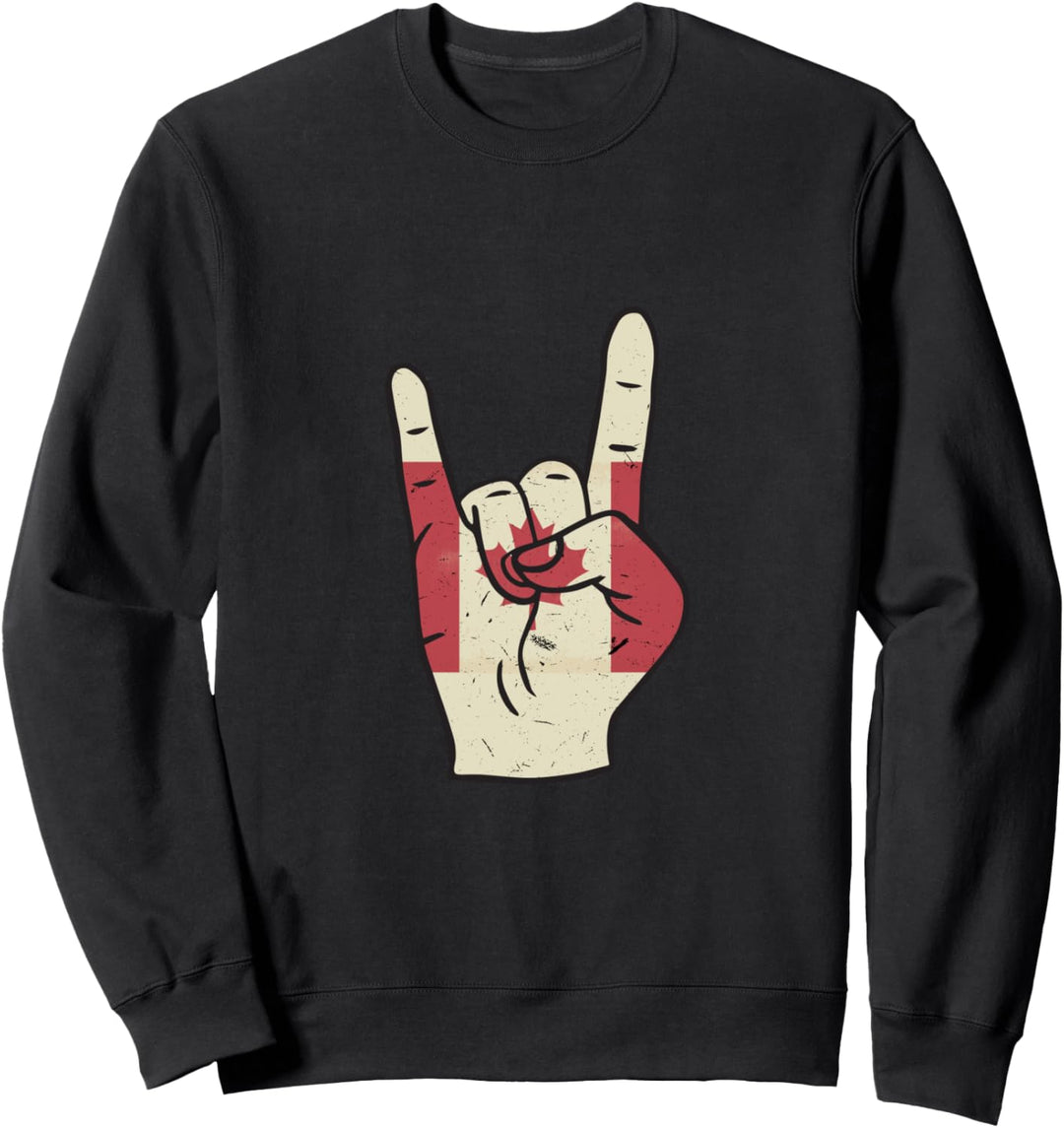 Kanada Flagge Hard Rock On Fan Hand Damen Herren Kinder Sweatshirt