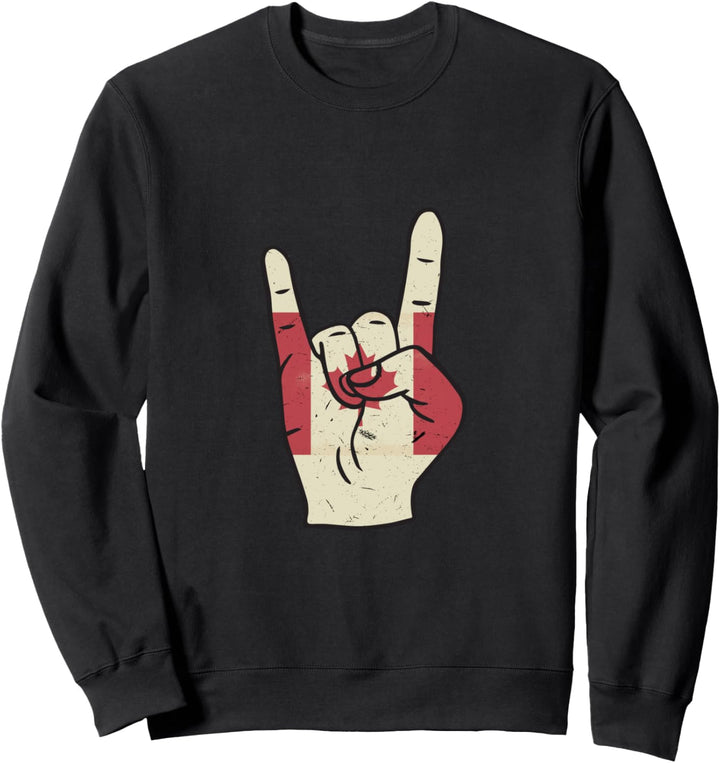 Kanada Flagge Hard Rock On Fan Hand Damen Herren Kinder Sweatshirt