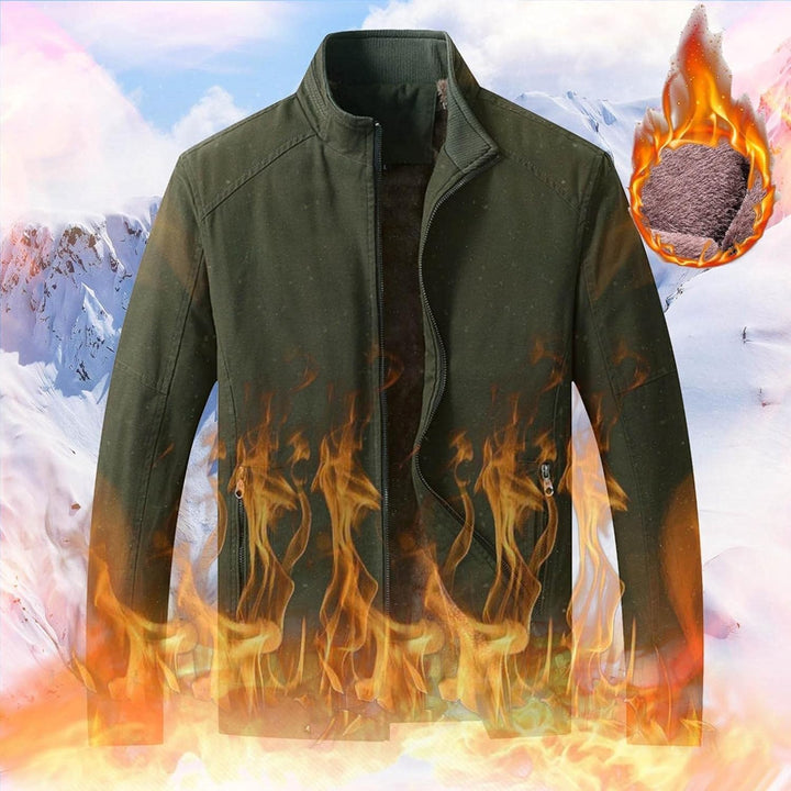 Zhiyao Fleece Cardigan Zip Jacke Herren Winterjacke Lässiger Stehkragen Warm Plus Samt Dicker Mantel