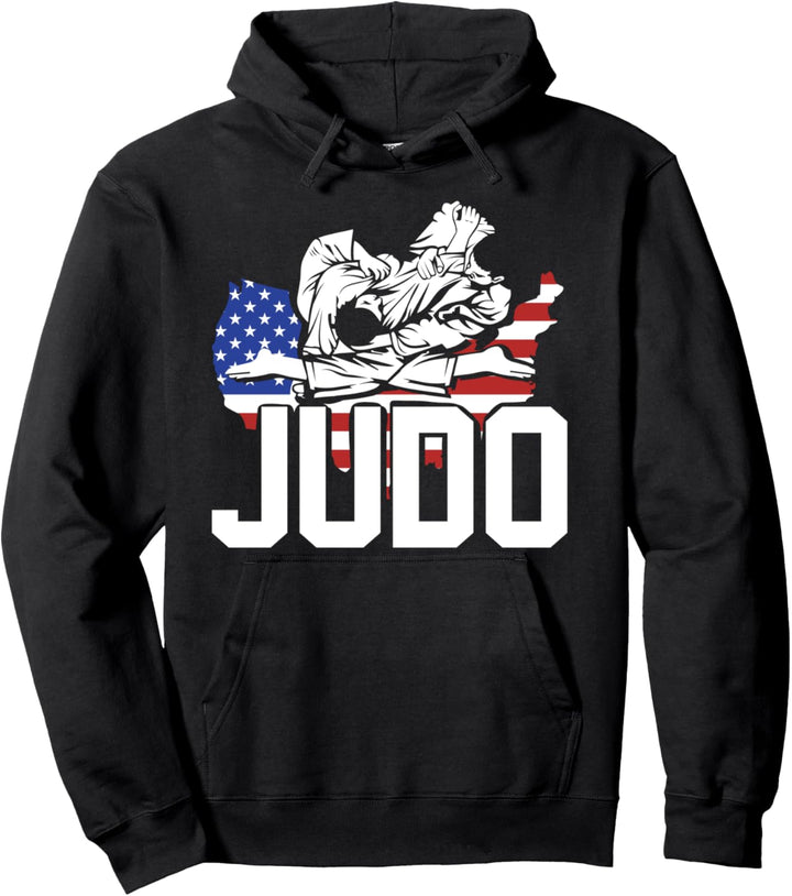 Japanischer Kampfsportler Sparring Ninja USA Flagge Judo Pullover Hoodie