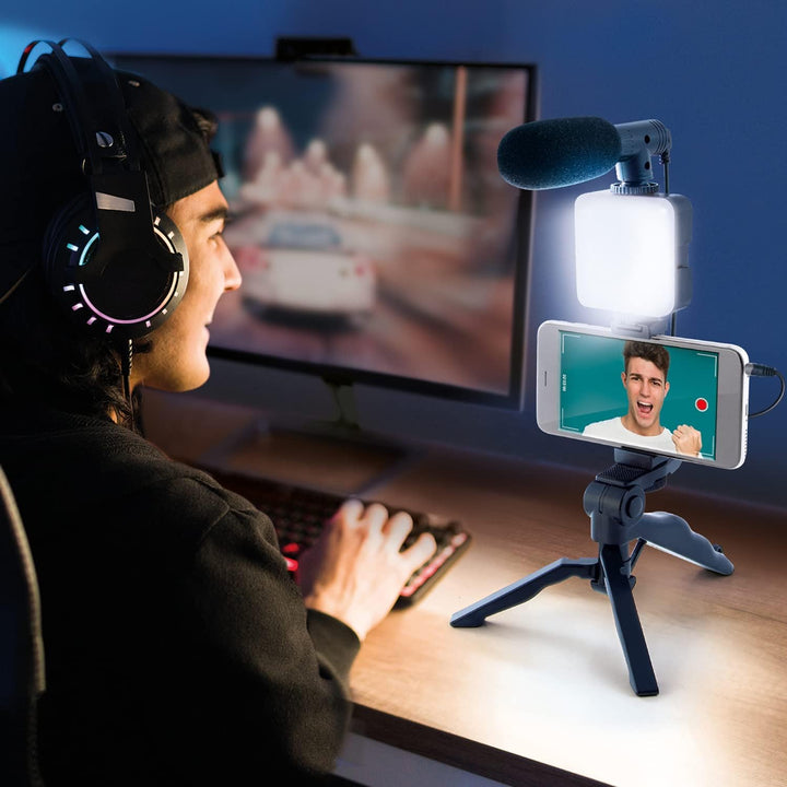 Canal Toys Studio Creator Podcast- und Vlogging-Kit, Telefonhalterung, LED-Licht, Mikrofon + Stativ,