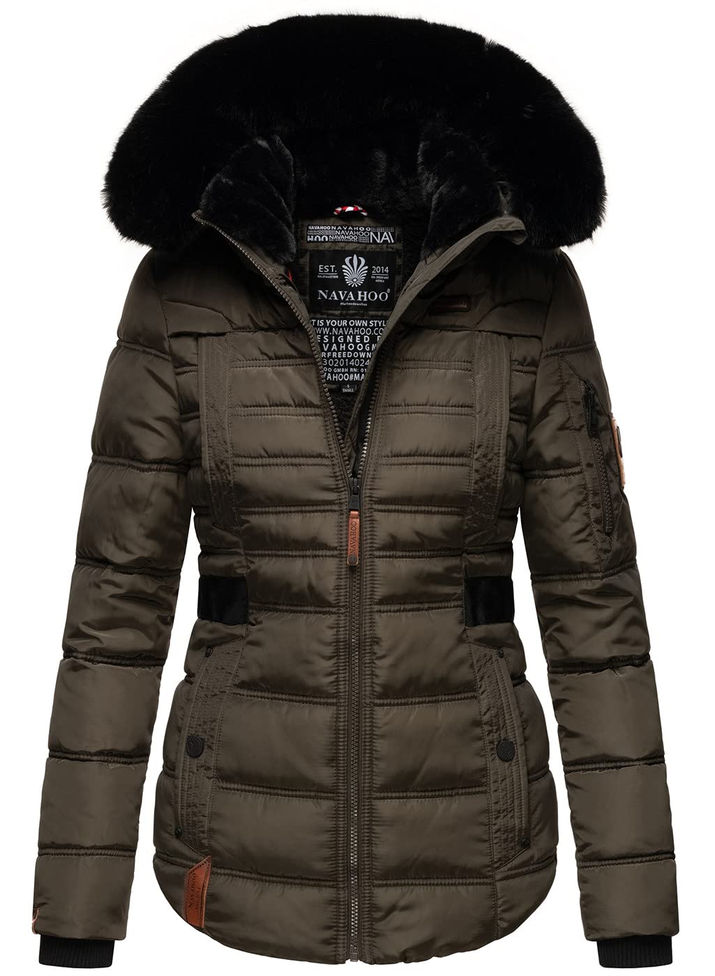 Navahoo Designer Damen Winter Jacke Steppjacke Winterjacke Stepp gesteppt B844 XS Anthrazit, XS Anth