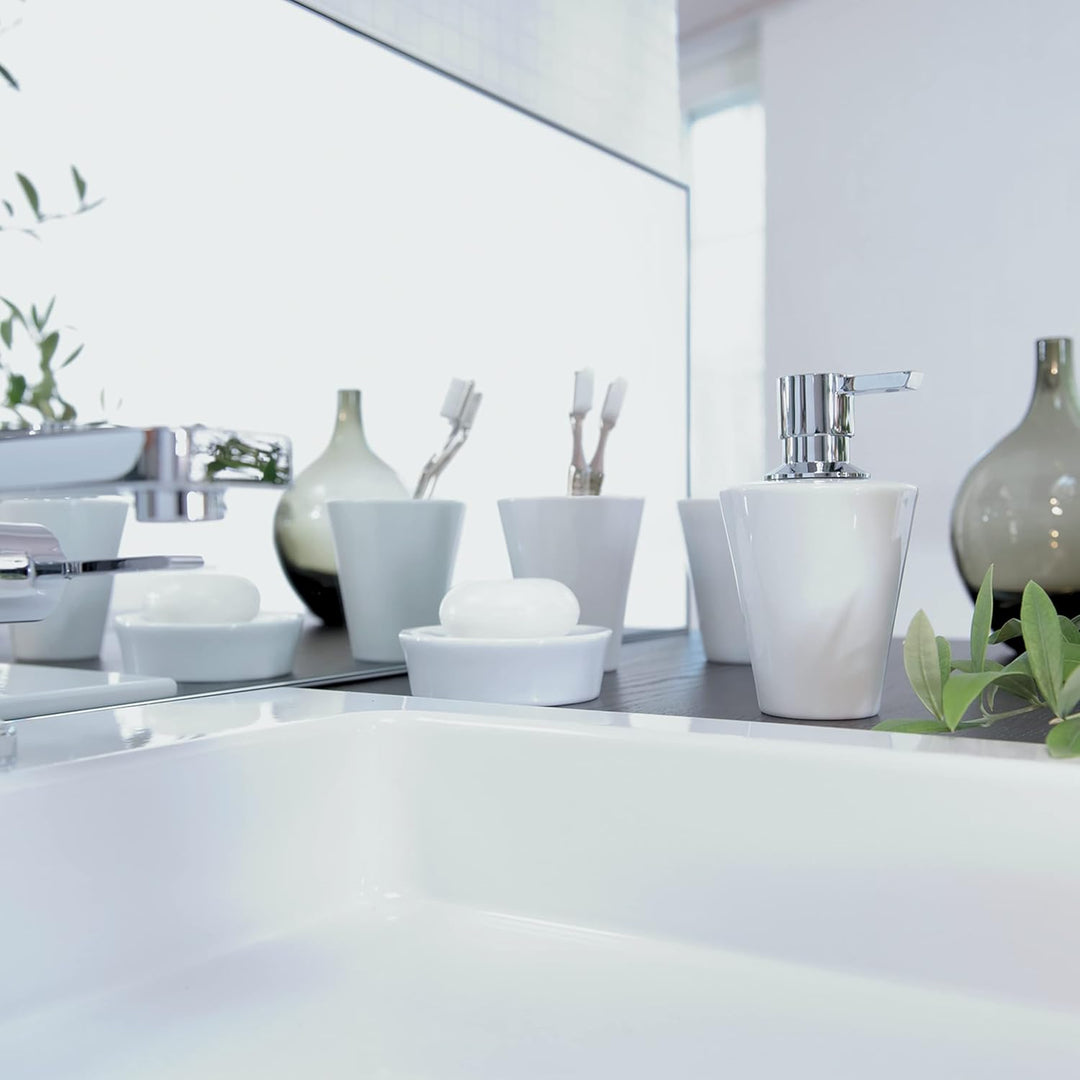 Spirella "Max Light WC Bürste Toilettenbürste Klobürste WC Garnitur aus Keramik Weiss, WC Bürste