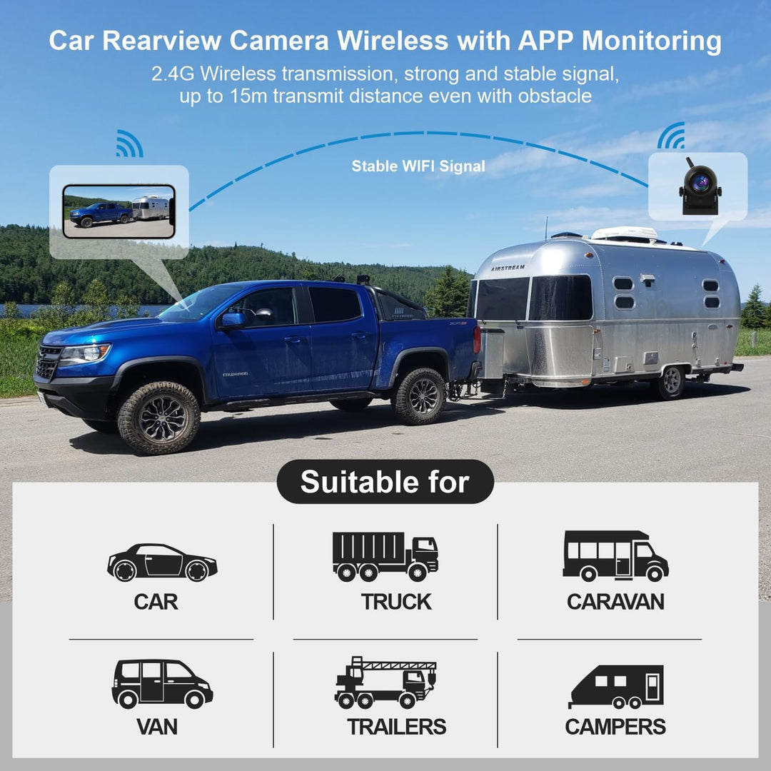 Uzone Rückfahrkamera Kabellos,720P HD Rückfahrkamera Auto Smartphone APP für iPhone und Android,Nach