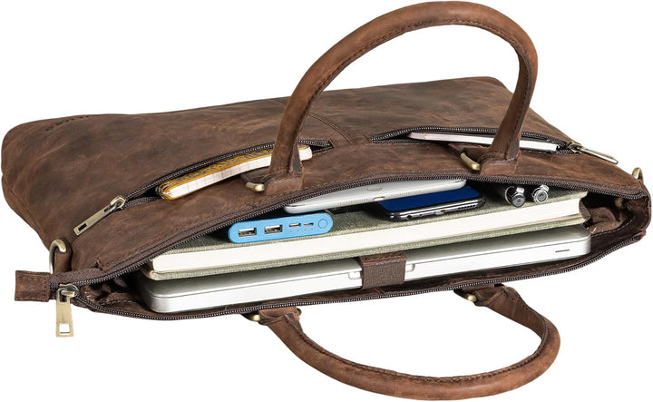 STILORD 'Bailey' Business Laptoptasche Leder 15 Zoll Gross für Arbeit Büro Meeting Vintage Notebookt