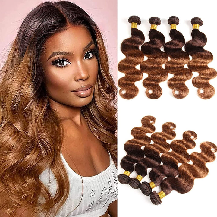 Ombre Brazilian Body Wave Hair 4 Bundles 14 16 18 20 Inch Brazilian Remy Virgin Human Hair Weave Bun