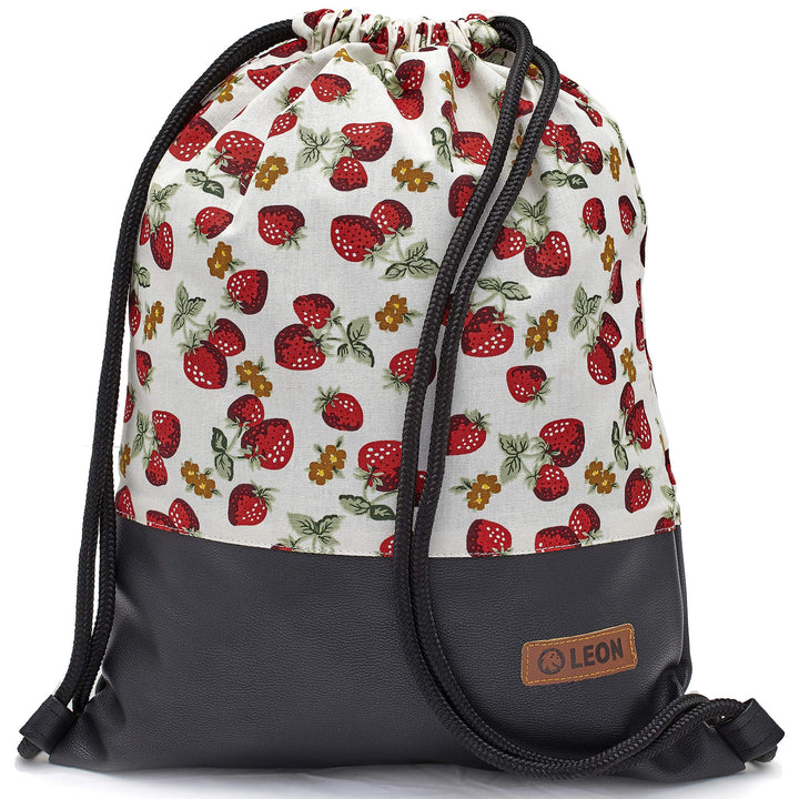 LEON Turnbeutel mit Innentaschen Reissverschluss Rucksack Beutel Tasche Damen Männer &amp; Teenager Gym