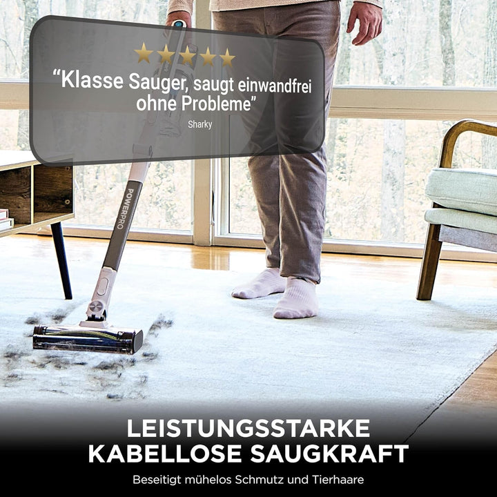 Shark PowerPro Akku-Staubsauger freistehend, bis 50 Min. Laufzeit, kabellos, beutellos, für Tierhaar