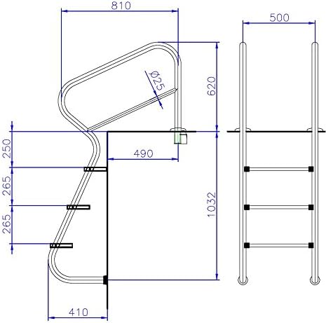 Ideal Eichenwald Schwimmbadtreppe Pooltreppe Edelstahltreppe Treppe 3-St Schwimmbadleiter Leiter