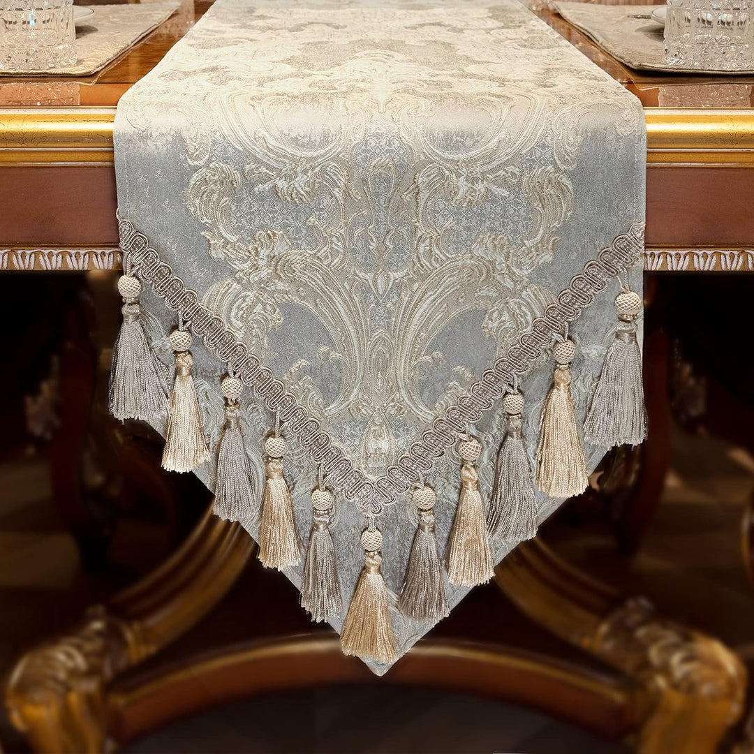 Tischläufer mit Quasten, Jacquard Tischdecke für Esstisch Urlaub Party Wohnzimmer Dekoration (33x228