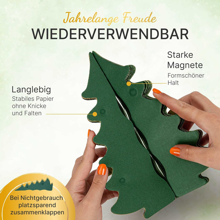 Papier Weihnachtsbaum Set [Grün, 3 Stück] - Faltbarer Weihnachtsbaum als Elegante, skandinavische We