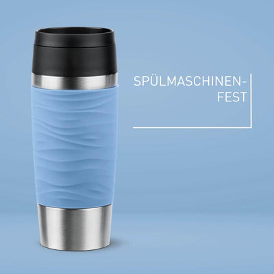 Emsa N20213 Travel Mug Wave Isolierbecher 0,36 Liter | neuer Komfort-Schraubverschluss | Edelstahl |