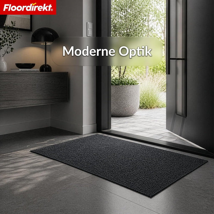 Floordirekt Schmutzfangmatte Anthrazit 67x150cm Hong Kong Pro – rutschfeste Sauberlaufmatte mit TPE-