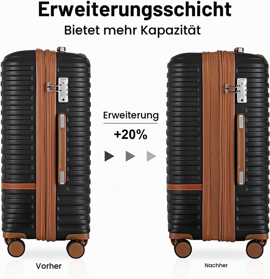 Joyway Koffer Reisekoffer von ABS Hartschalen Erweiterbar Trolley Kofferset mit TSA Schloss und 4 Ro