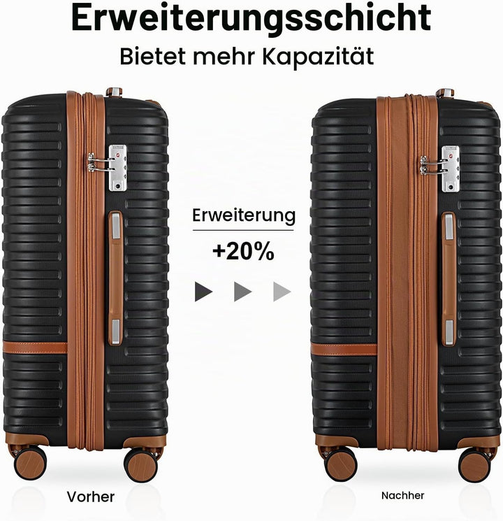 Joyway Koffer Reisekoffer von ABS Hartschalen Erweiterbar Trolley Kofferset mit TSA Schloss und 4 Ro