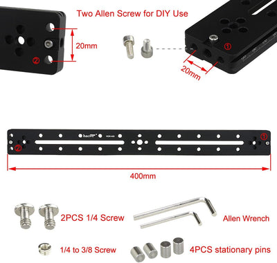 Haoge HQR-400 400 mm Mehrzweck-Schnellwechselplatte für Kamerastativ, Kugelkopf, Klemme für Arca Swi