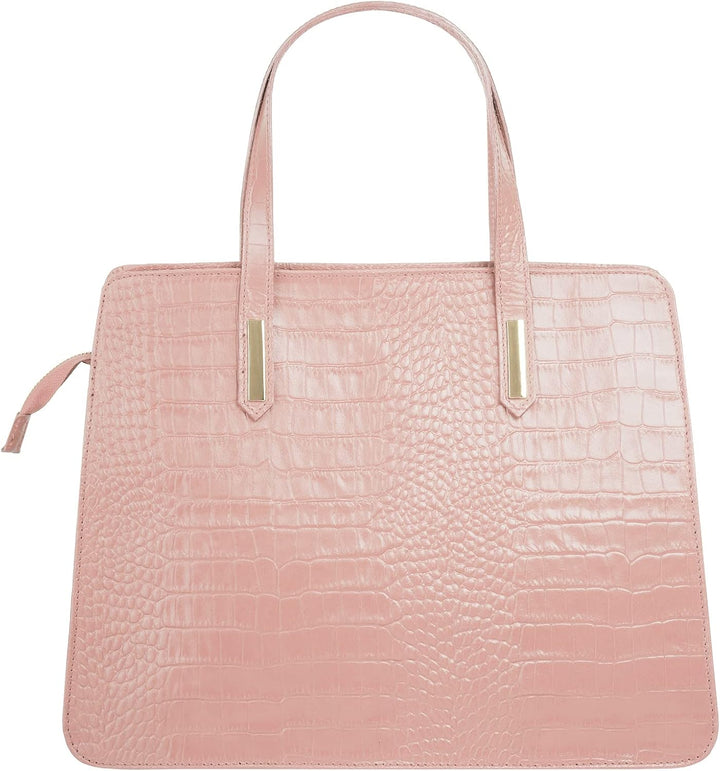 Handtasche Echt Leder Damen Made in Italy, Smartphonefach, Kroko-Design, elegante Umhängetasche, Dam
