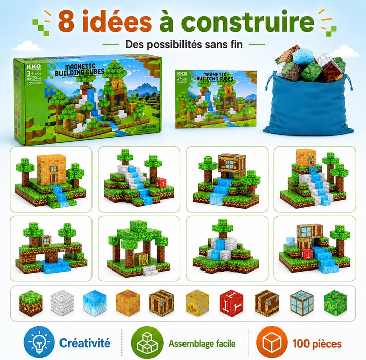 Magnetische Bausteine [100PCS 2.5cm] Bauen Mine Magnete Welt Set für Kinder Montessori Kreative Spie