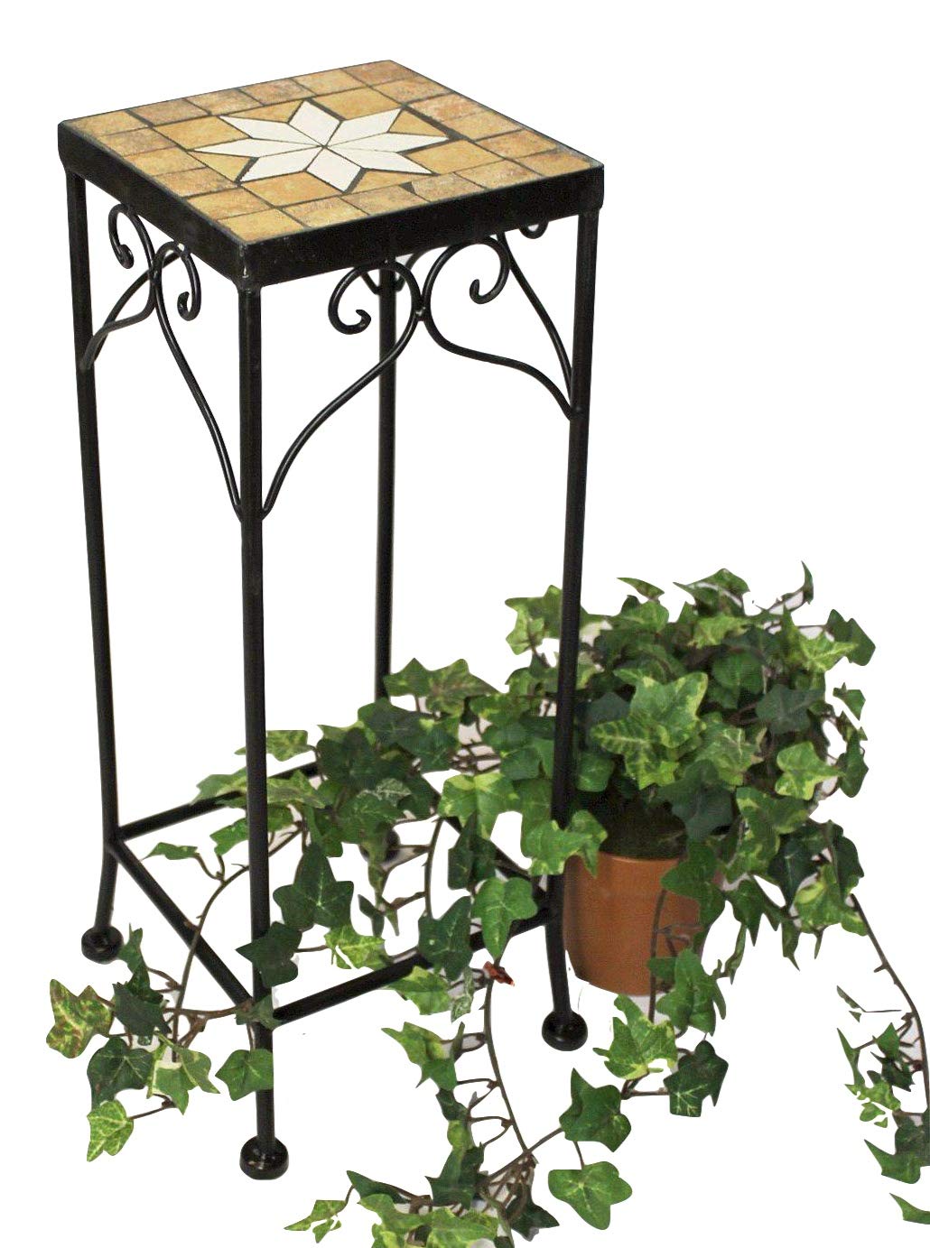 DanDiBo Blumenhocker Mosaik Eckig 46 cm Blumenständer 12012 Beistelltisch Pflanzenständer Mosaiktisc
