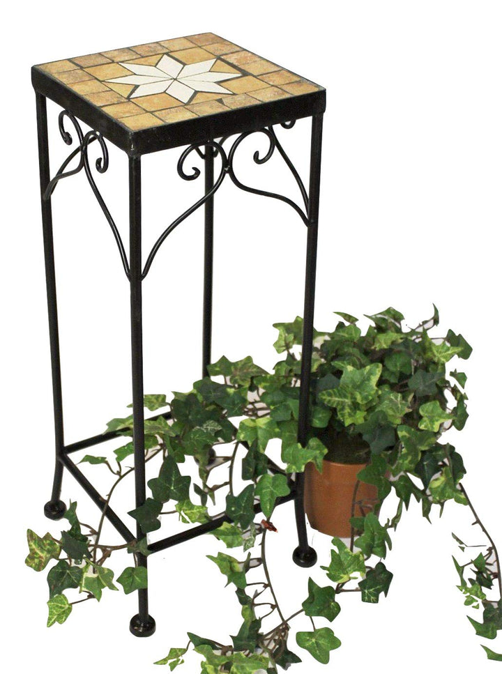 DanDiBo Blumenhocker Mosaik Eckig 46 cm Blumenständer 12012 Beistelltisch Pflanzenständer Mosaiktisc