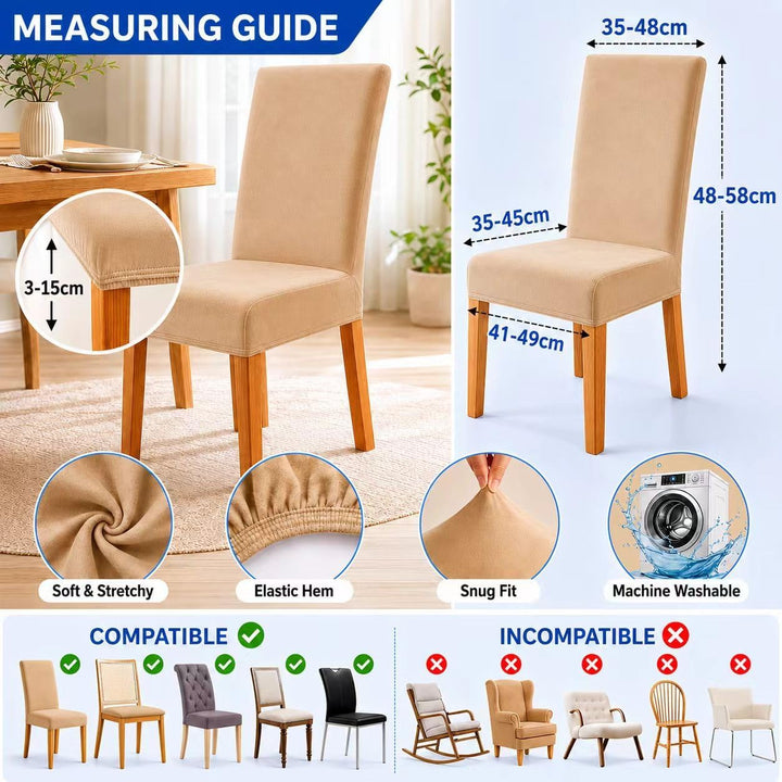 Morwealth 4er 6er Set Stuhlhussen, Stuhlbezug für Esszimmer Waschbar Samt Stretch Stuhl hussen Unive